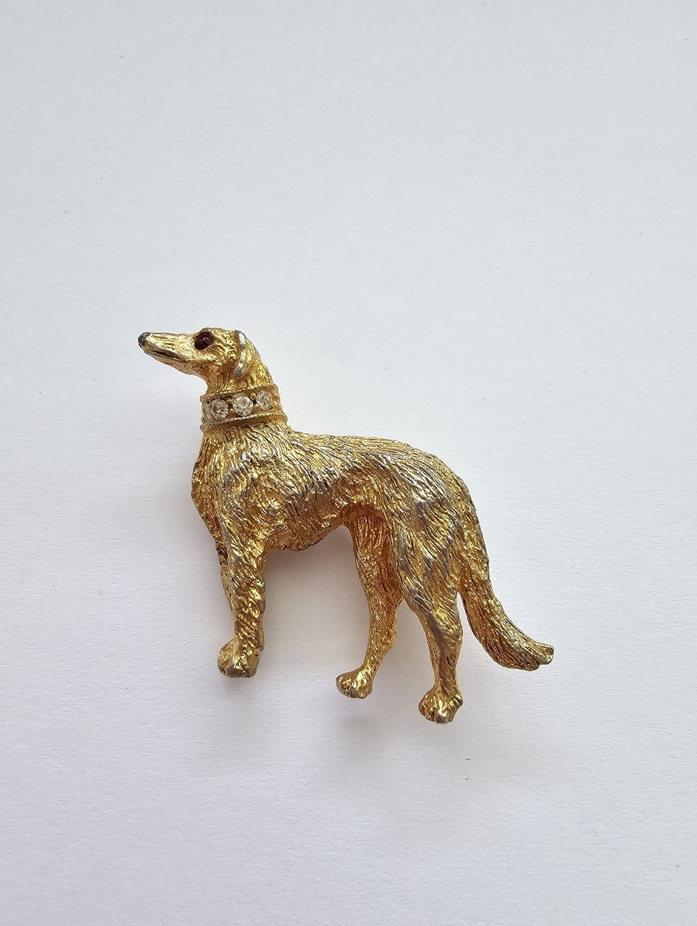 Vintage NEMO Textured Gold-Tone Borzoi / Wolfhound Dog Brooch